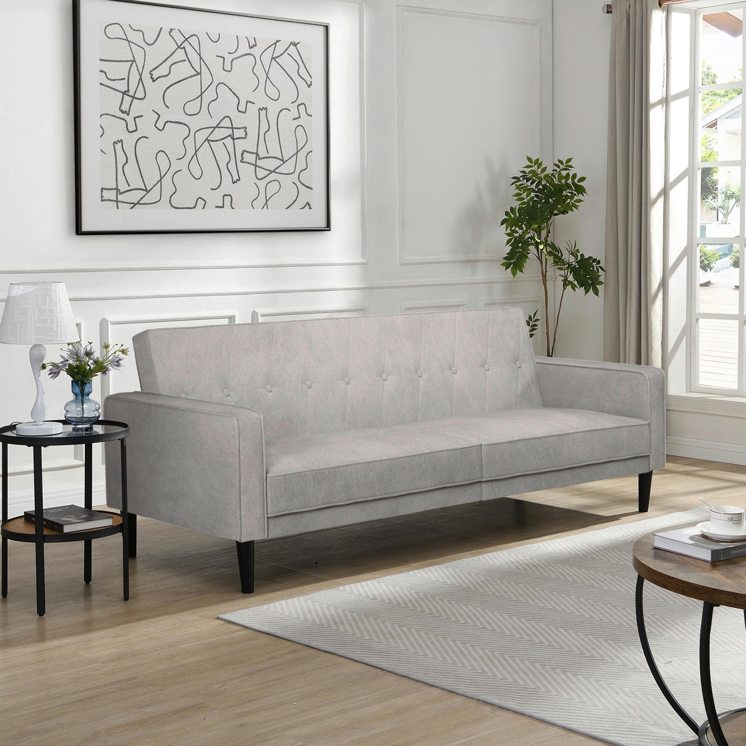 Schlafsofa Aarhus Hellgrau, mit Schlaffunktion - Hellgrau/Braun, Basics, Textil (213/81/86cm) - Livetastic