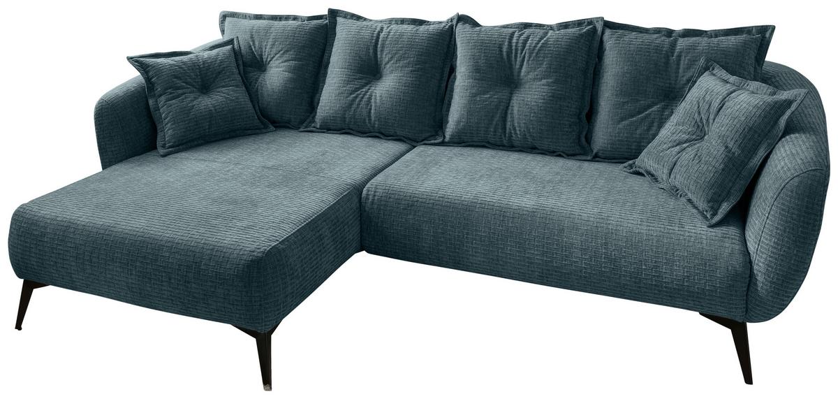Ecksofa Baggio Blau S: 162x277 Cm - Blau/Schwarz, MODERN, Textil (162/277cm) - Livetastic