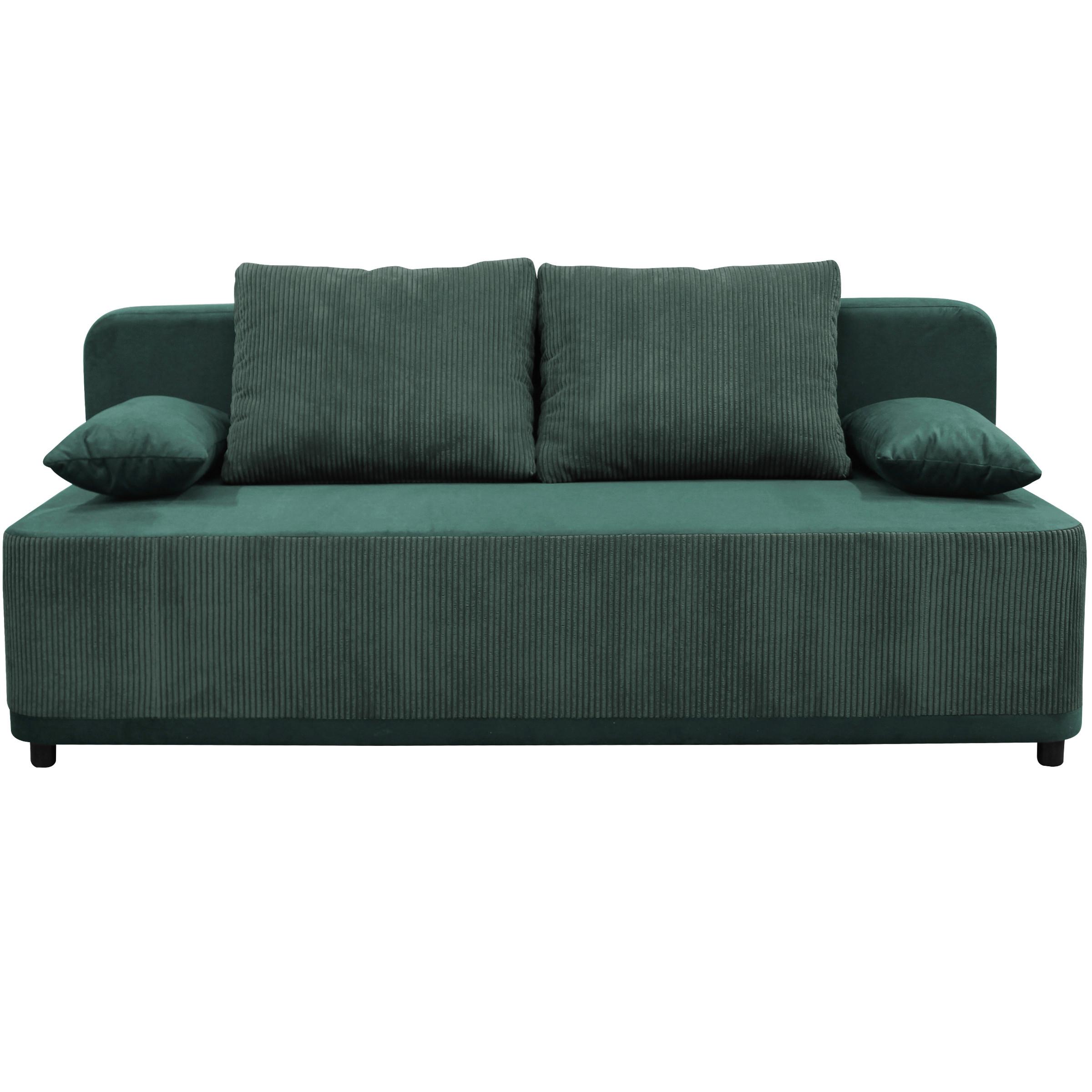 Schlafsofa Stella Grün B: 197 cm - Schwarz/Grün, Design, Textil (197/90/83cm) - MID.YOU