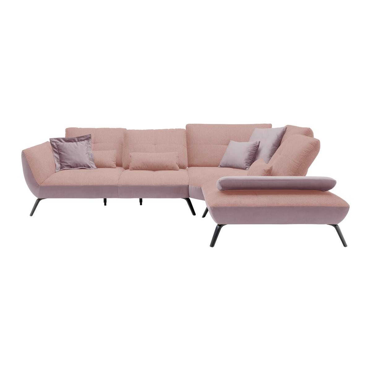 Rohová sedačka TRENDY, pravá, šeříková / růžová - růžová/černá, Moderní, kov/kompozitní dřevo (310/93/250cm) - Premium Living