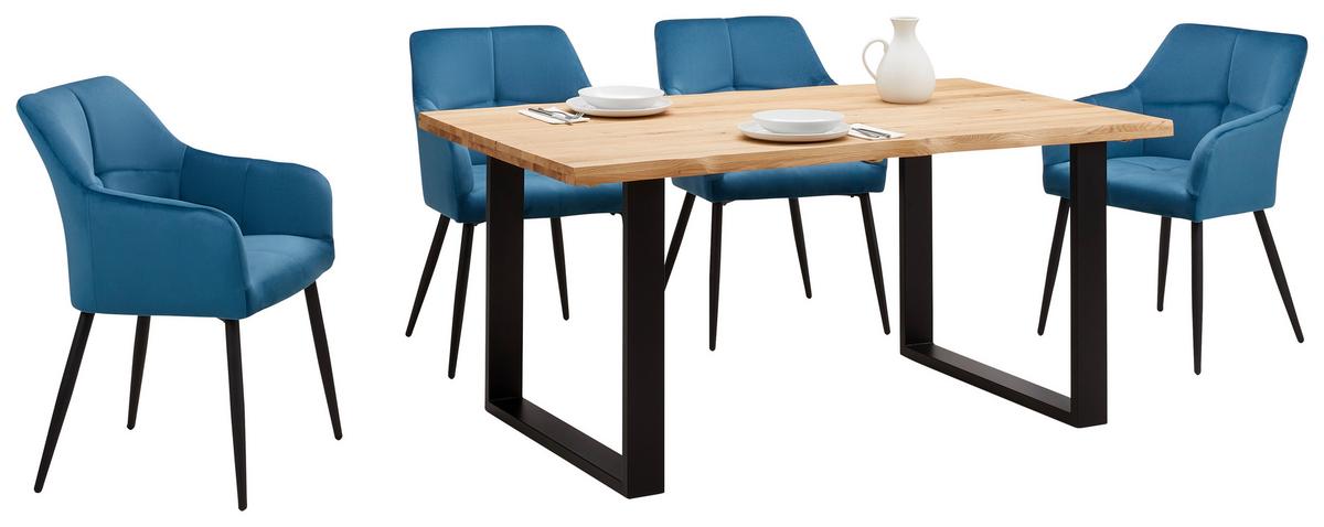 Esstisch Wood 160x75 Cm Eiche - Schwarz/Naturfarben, KONVENTIONELL, Holz/Metall (160/75/90cm) - James Wood