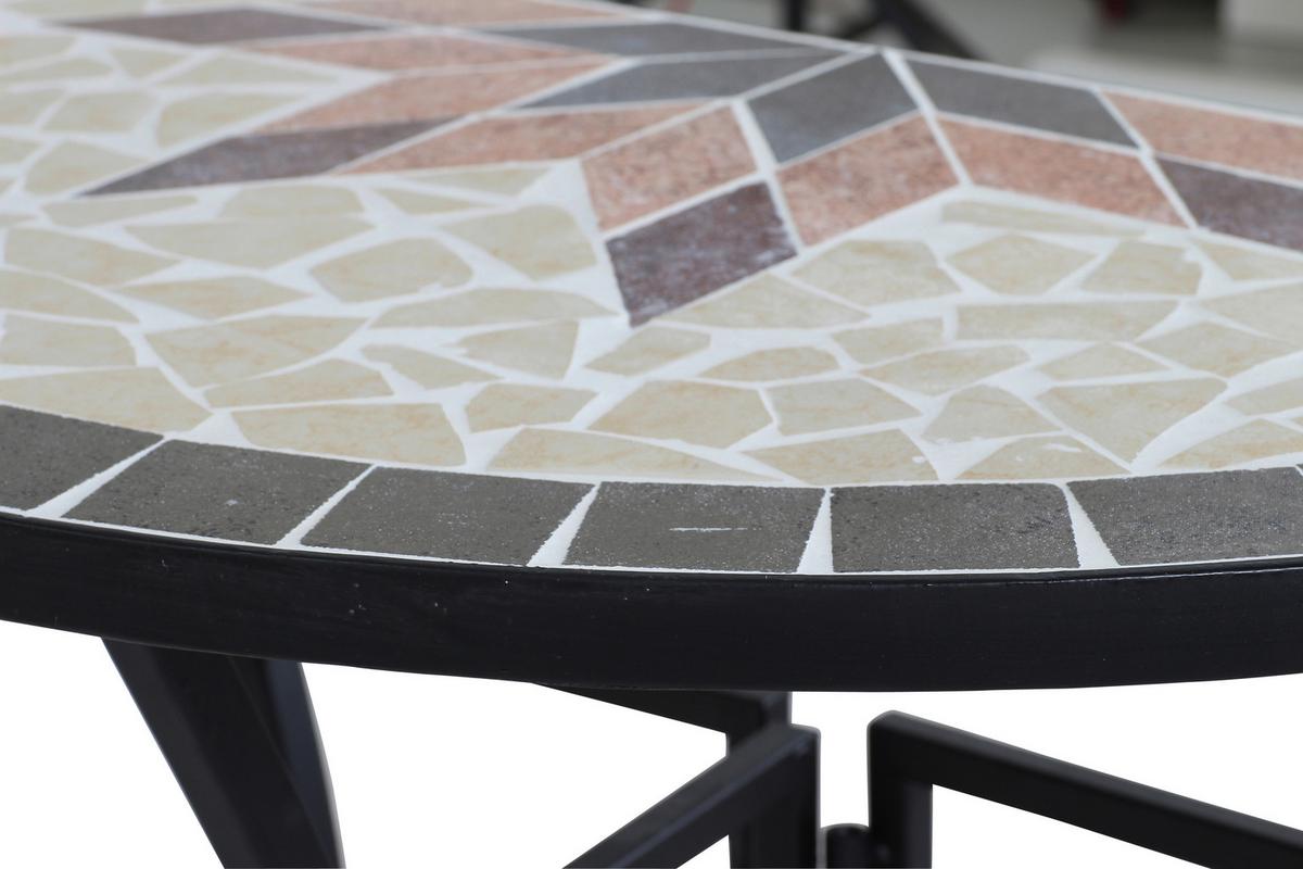 Gartentisch Keramik/Metall L 70 cm - Multicolor/Schwarz, MODERN, Keramik/Metall (70/35,5/71cm) - Siena Garden