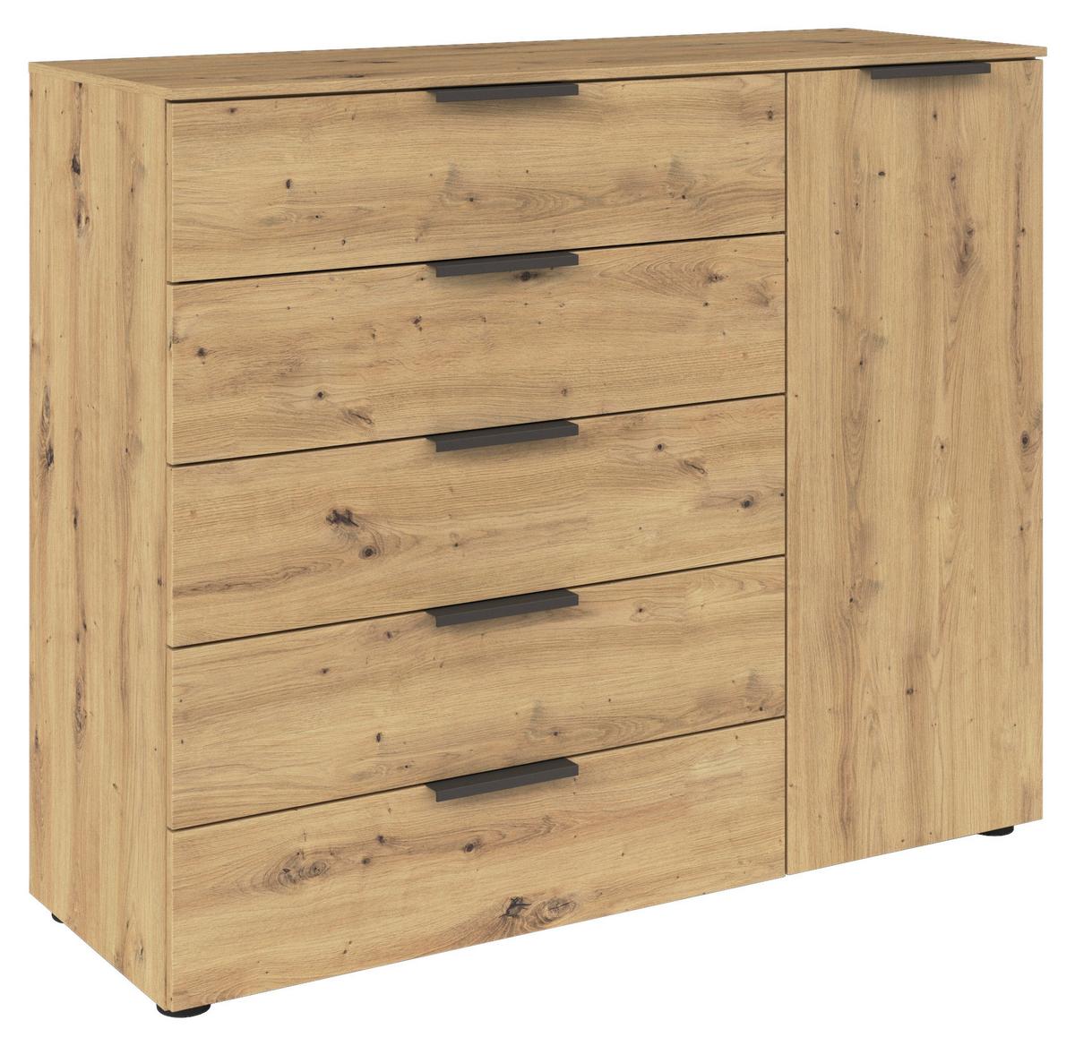 Kommode 120 cm Flipp Eiche/Graphitfarben - Graphitfarben/Eiche Artisan, MODERN, Holzwerkstoff (120/100/42cm) - Rauch Möbel