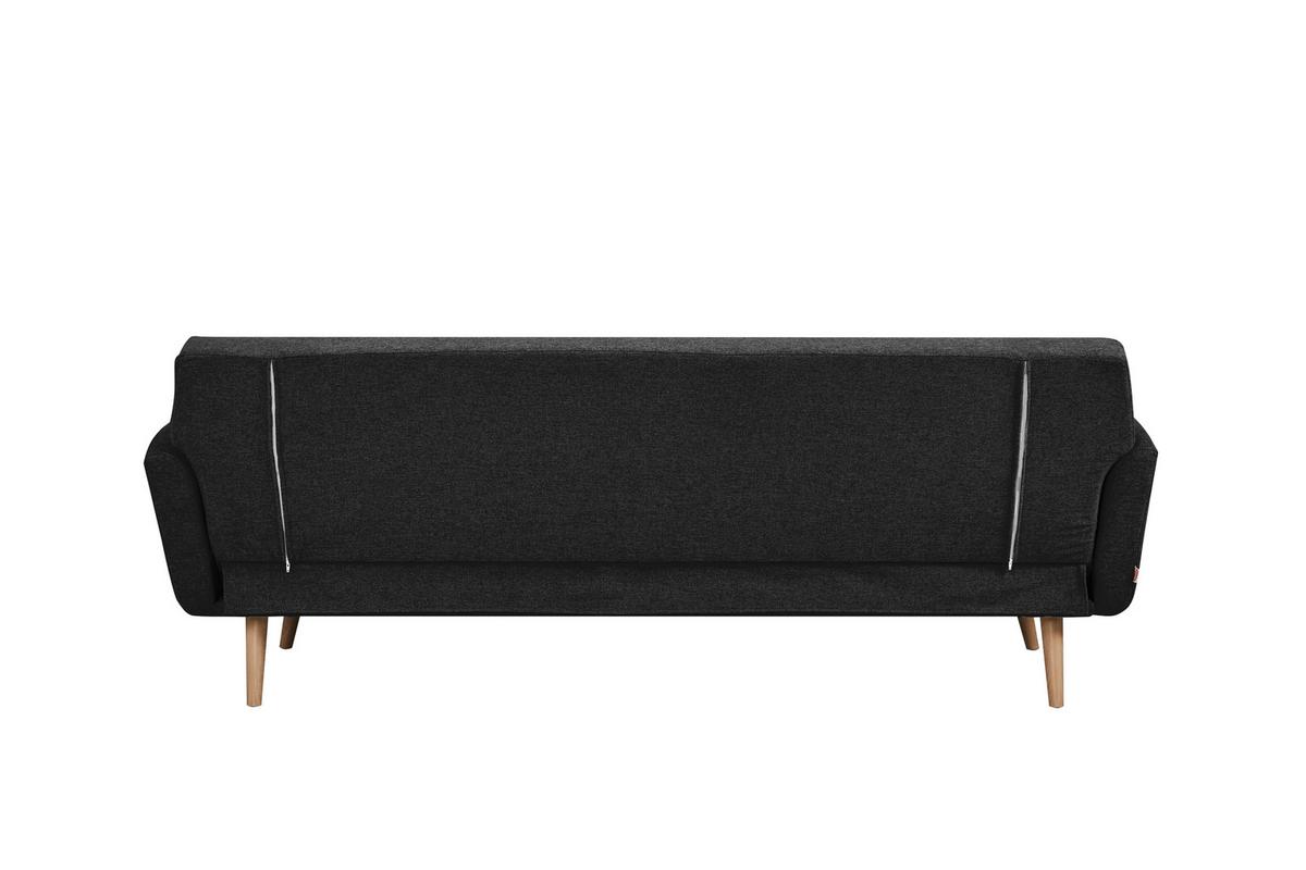 Schlafsofa Schwarz B: 212 Cm - Schwarz/Naturfarben, MODERN, Textil (212/79/85cm) - Livetastic