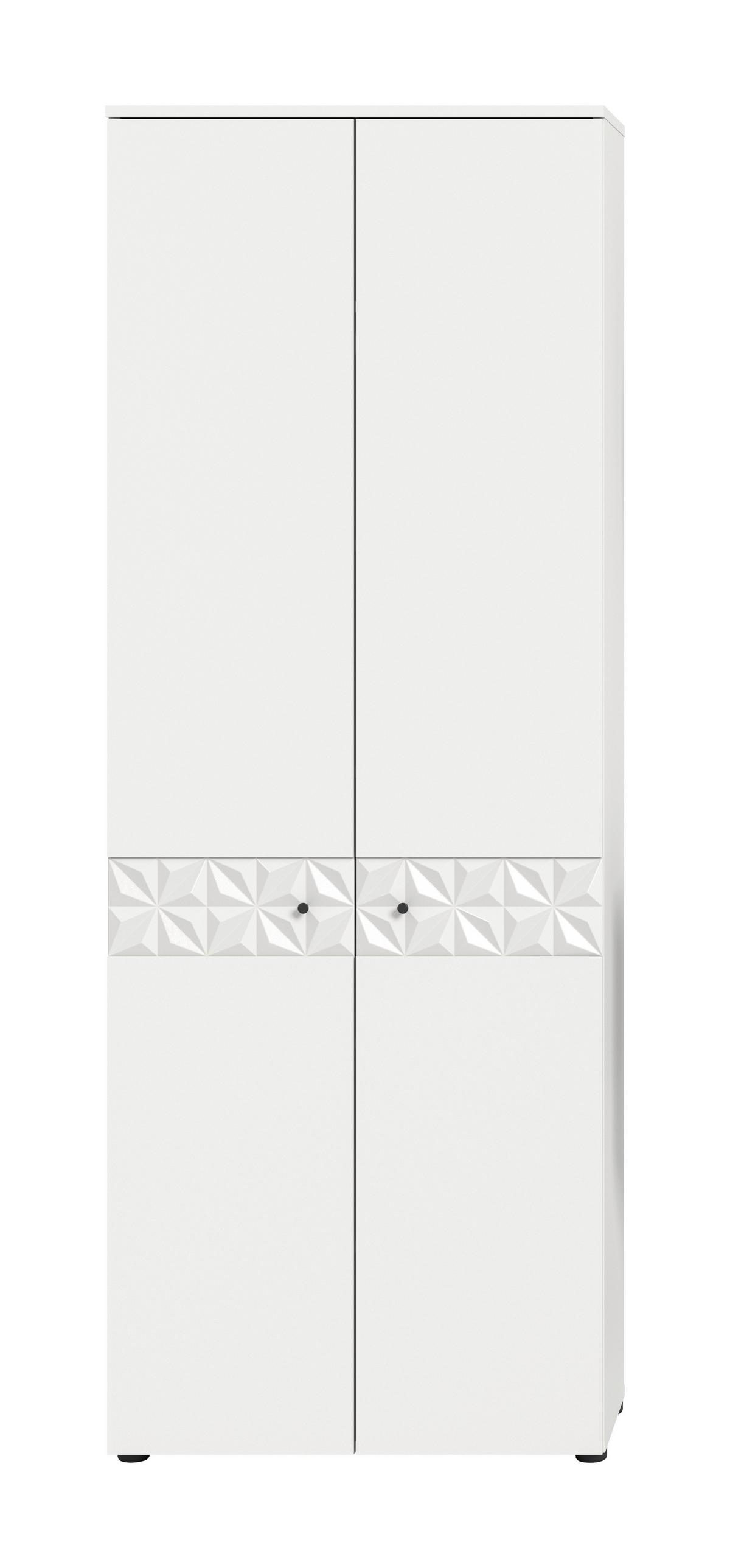 Garderobenschrank Prisma Weiß B: 70,2 cm - Schwarz/Weiß, Design, Holzwerkstoff (70,2/192/34,8cm) - MID.YOU