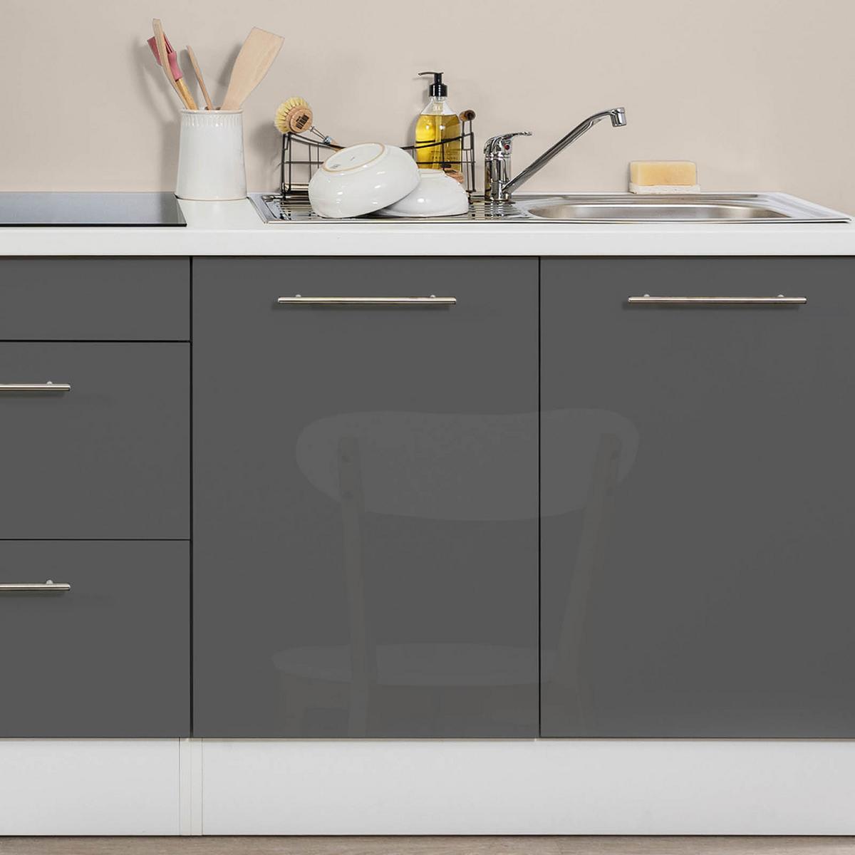 Küchenzeile mit Geräten 270 cm Grau/Weiß - Weiß/Grau, KONVENTIONELL, Holzwerkstoff (270cm) - Respekta