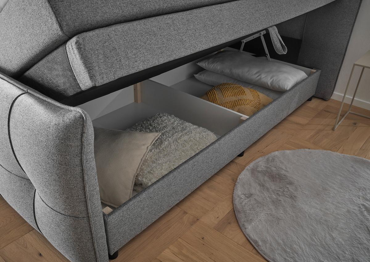 Boxspringbett Mit Topper & Bettkasten 180x200 Manchester - Dunkelgrau/Schwarz, MODERN, Holzwerkstoff/Textil (180/200cm) - MID.YOU