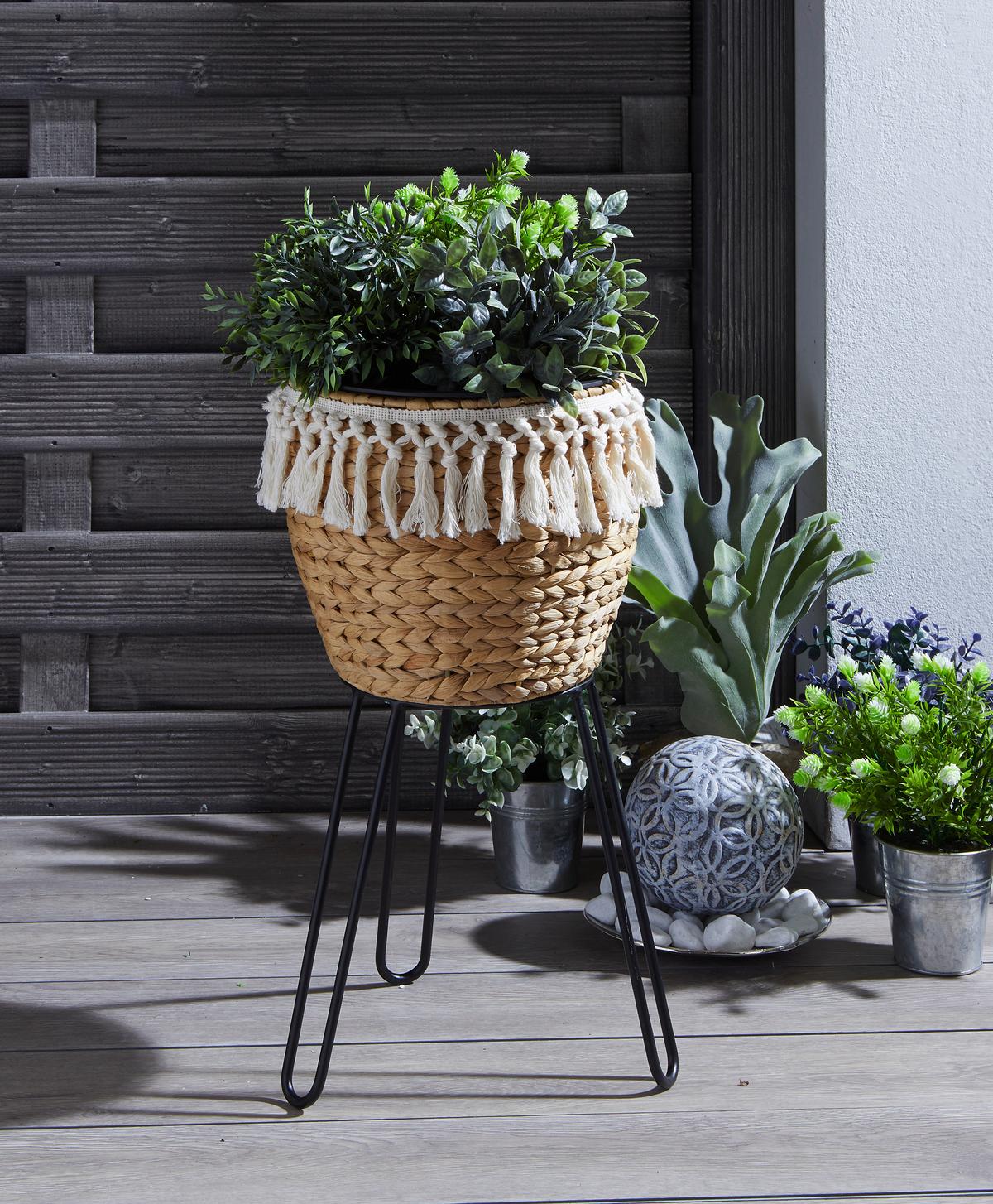 Pflanztopf Alcine Wasserhyzinthe Indoor Ø 26 Cm - Hellbraun/Schwarz, MODERN, Naturmaterialien/Kunststoff (26/23/52cm) - Luca Bessoni