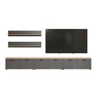 Wohnwand Baggio Anthrazit/Eichefarben B: 360cm - Eichefarben/Anthrazit, Design, Holzwerkstoff (360/180/40cm) - MID.YOU