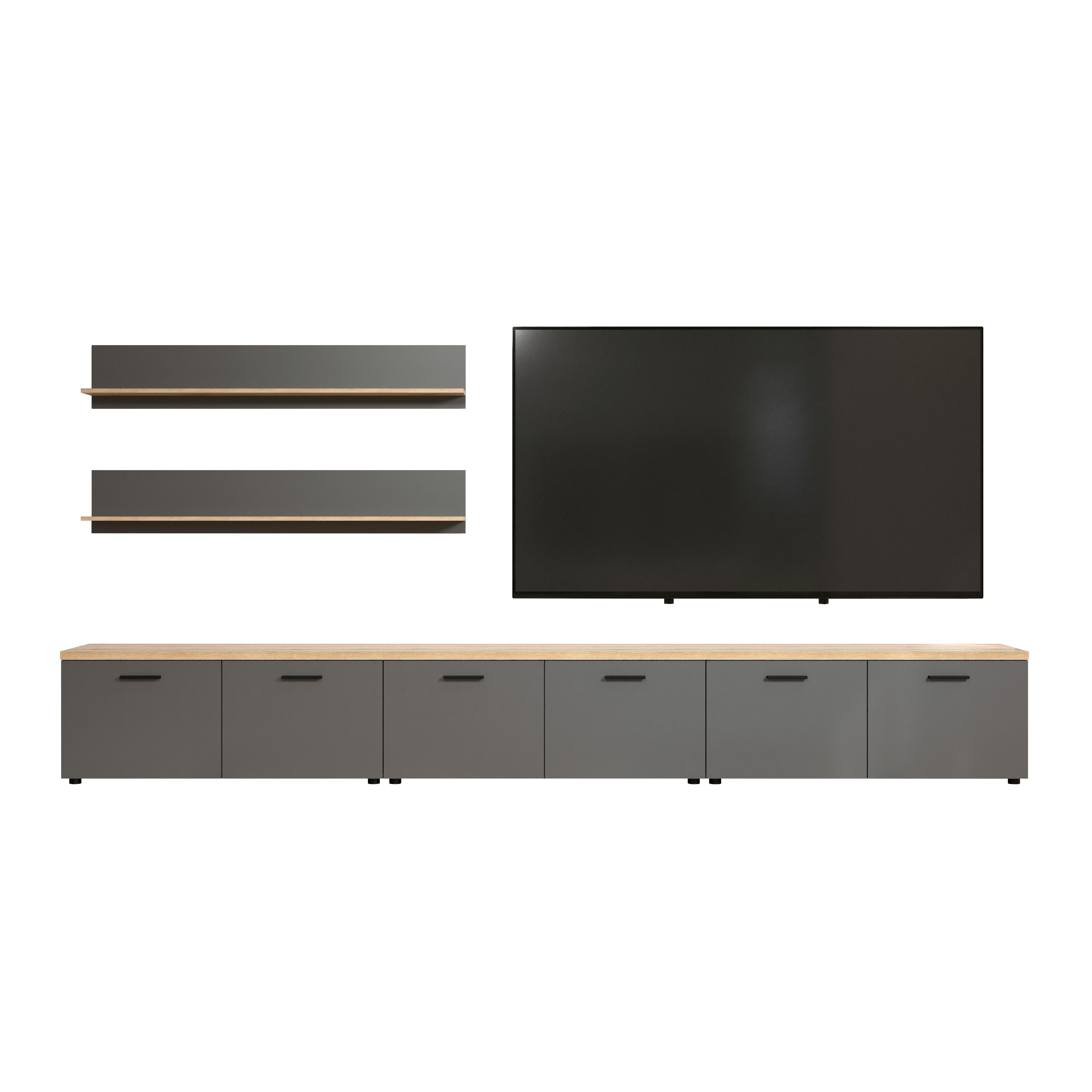 Wohnwand Baggio Anthrazit/Eichefarben B: 360cm