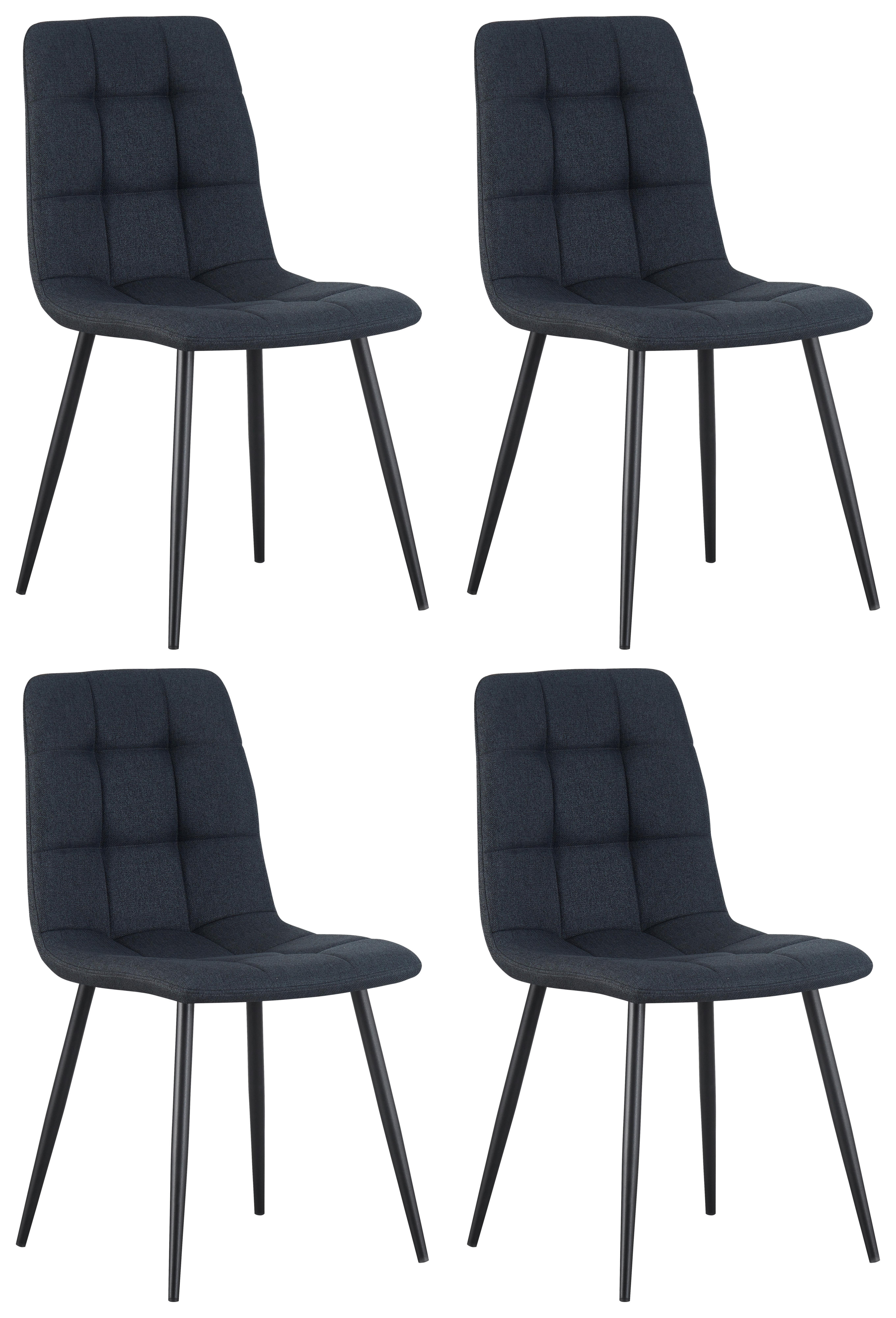 Vierfußstuhl Empoli Leinenoptik Grau, B: 44,5 cm - Schwarz/Grau, KONVENTIONELL, Holz/Textil (44,5/86/54,5cm) - Livetastic