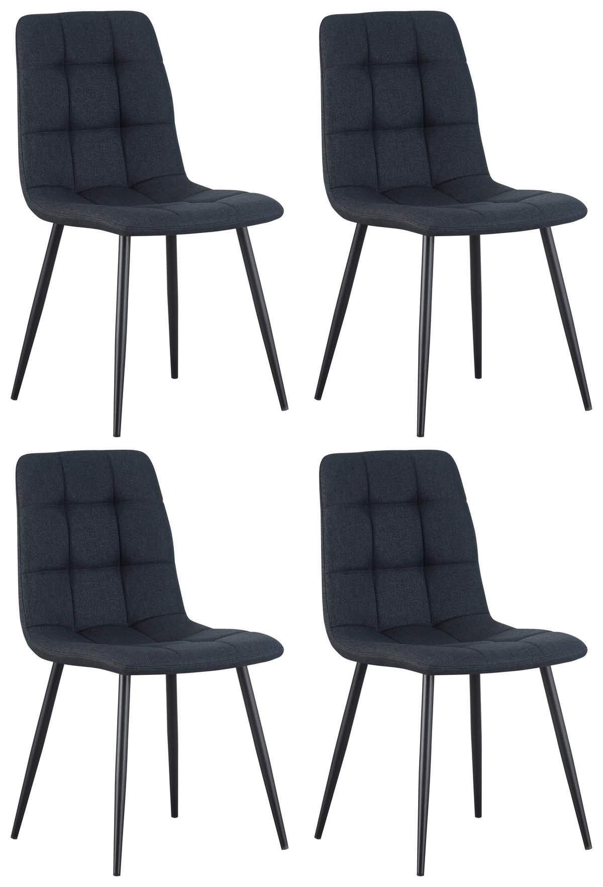 Vierfußstuhl Empoli Leinenoptik Grau, B: 44,5 cm - Schwarz/Grau, KONVENTIONELL, Holz/Textil (44,5/86/54,5cm) - Livetastic