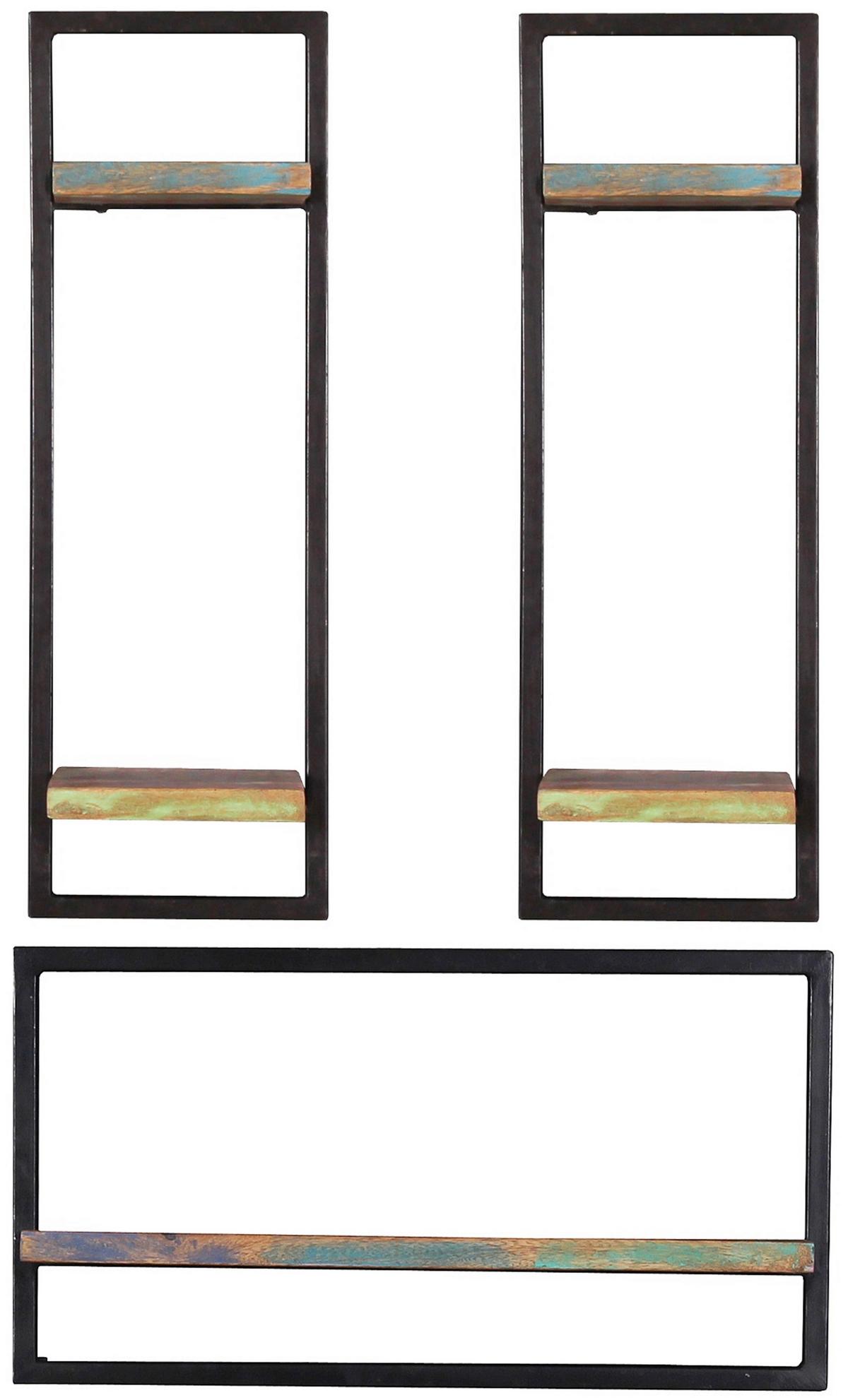 Wandregal Multicolor/Schwarz B: 65cm - Multicolor/Schwarz, Design, Holz/Metall (65/35/25cm) - MID.YOU