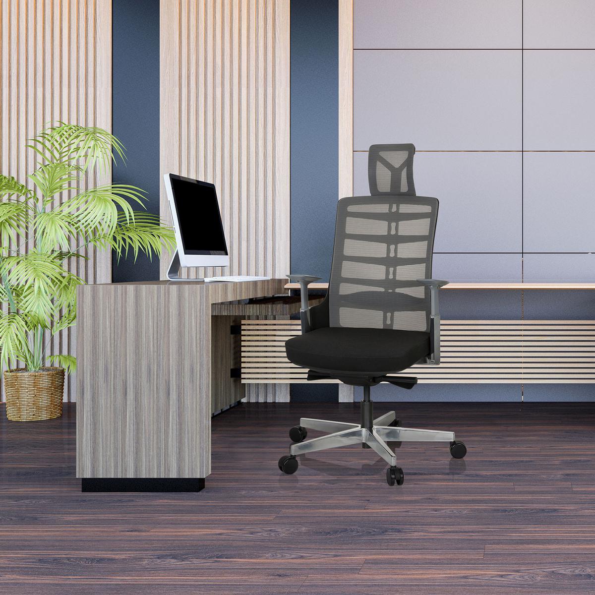 Drehstuhl Skarif Grau/Schwarz - Alufarben/Schwarz, MODERN, Kunststoff/Textil (64/128/62cm) - MID.YOU