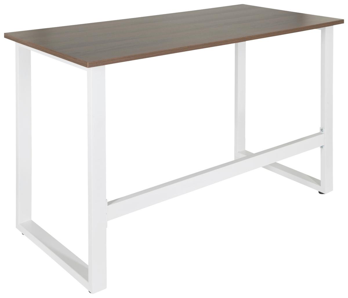 Schreibtisch Workspace Light I Weiß/Walnus Dekor - Walnussfarben/Weiß, Basics, Holzwerkstoff/Metall (120/60/76cm) - MID.YOU