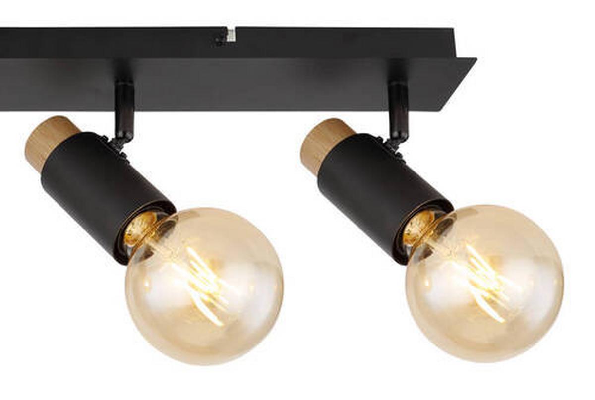 Strahler 54045-4 - Dunkelbraun/Schwarz, Design, Holz/Metall (65,5/8/14,5cm) - Globo