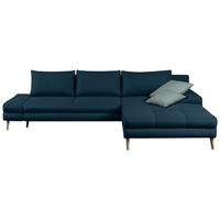 Ecksofa Mit Schlaffunktion Floby Stauraum Dunkelblau - Erlefarben/Naturfarben, Trend, Textil (313/215cm) - MID.YOU