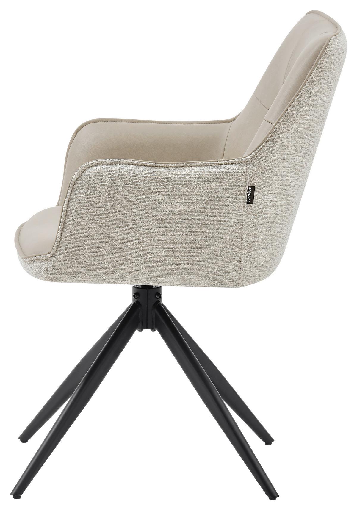 Armlehnstuhl Ion Schwarz/Taupe B: 58 cm - Taupe/Schwarz, MODERN, Holz/Textil (58/87/61,5cm) - Livetastic