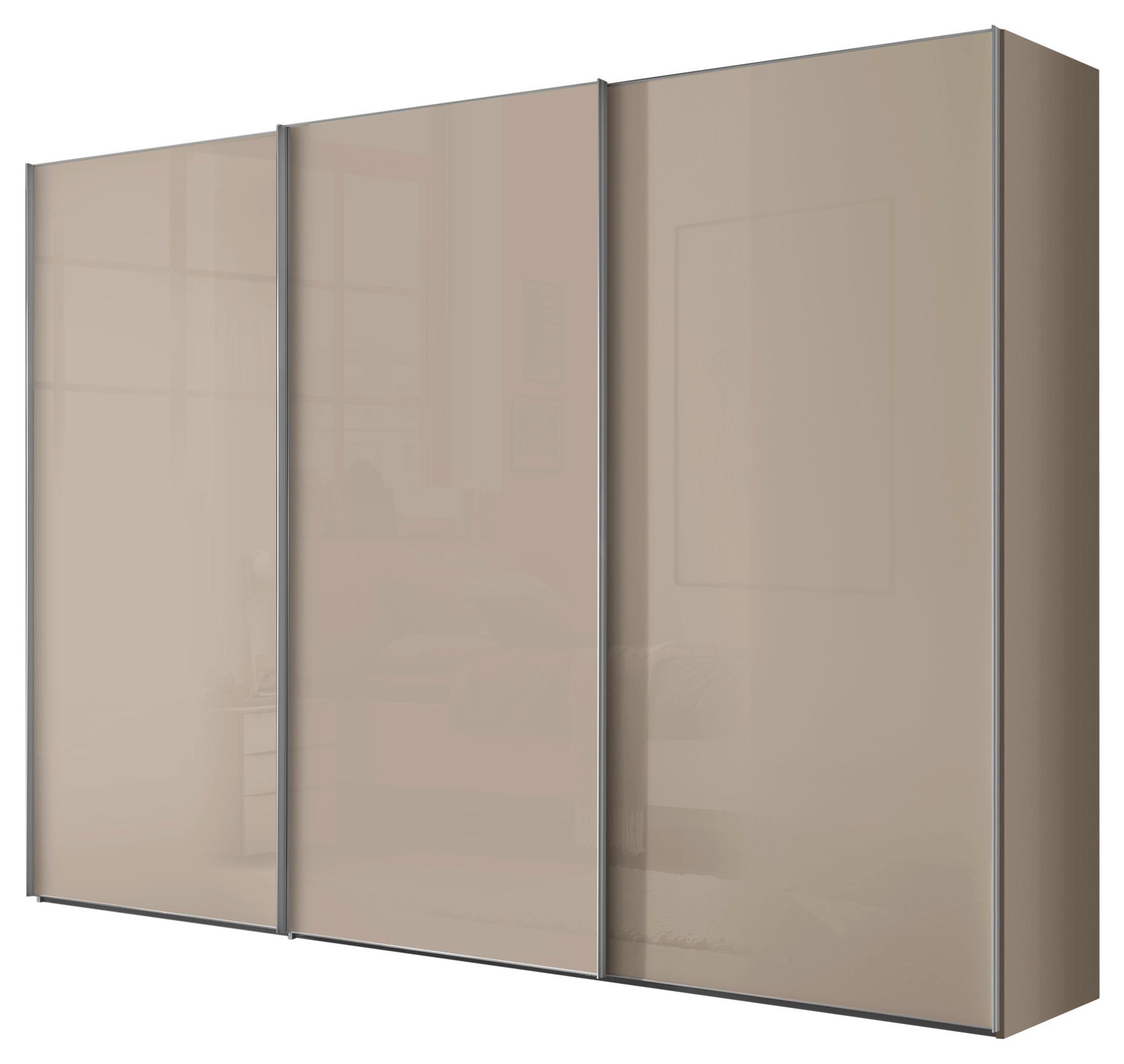 Schwebetürenschrank Lumos Sandglas, B:249cm - Sandfarben, Trend, Glas/Holzwerkstoff (249/222/68cm) - Luca Bessoni