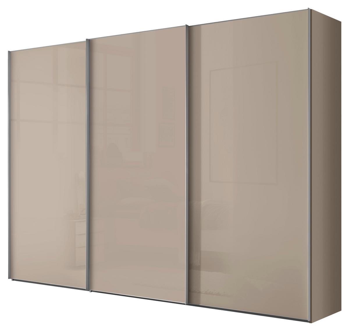 Schwebetürenschrank Lumos Sandglas, B:249cm - Sandfarben, Trend, Glas/Holzwerkstoff (249/222/68cm) - Luca Bessoni