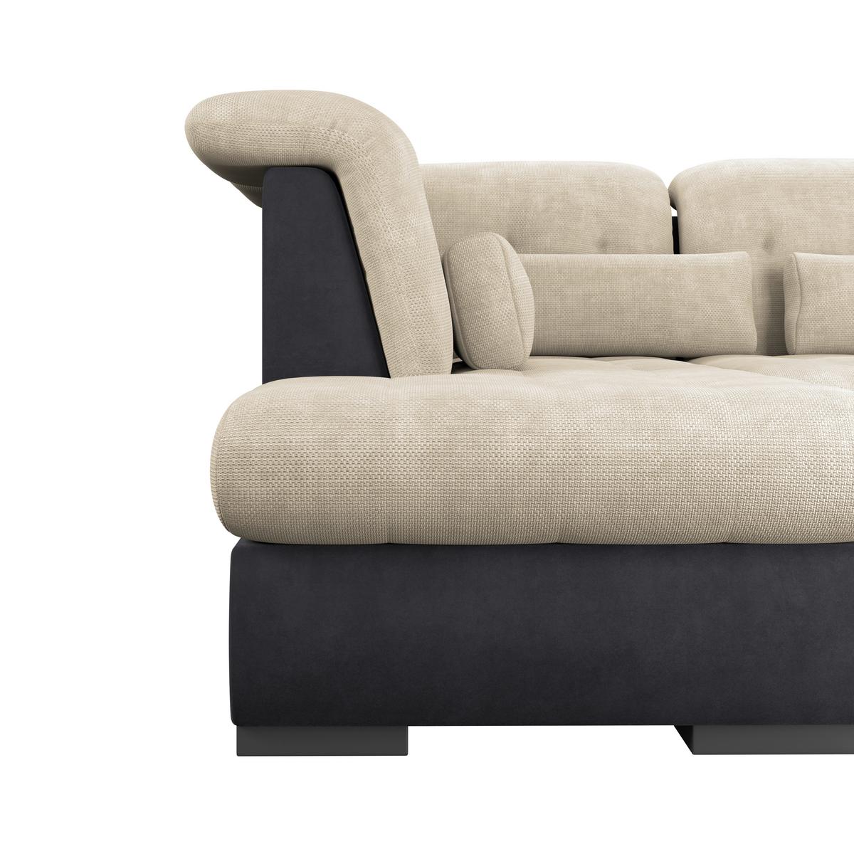 Wohnlandschaft Madera Cremefarben U: 212x358x190 cm - Anthrazit/Creme, KONVENTIONELL, Kunststoff/Textil (212/358/190cm)