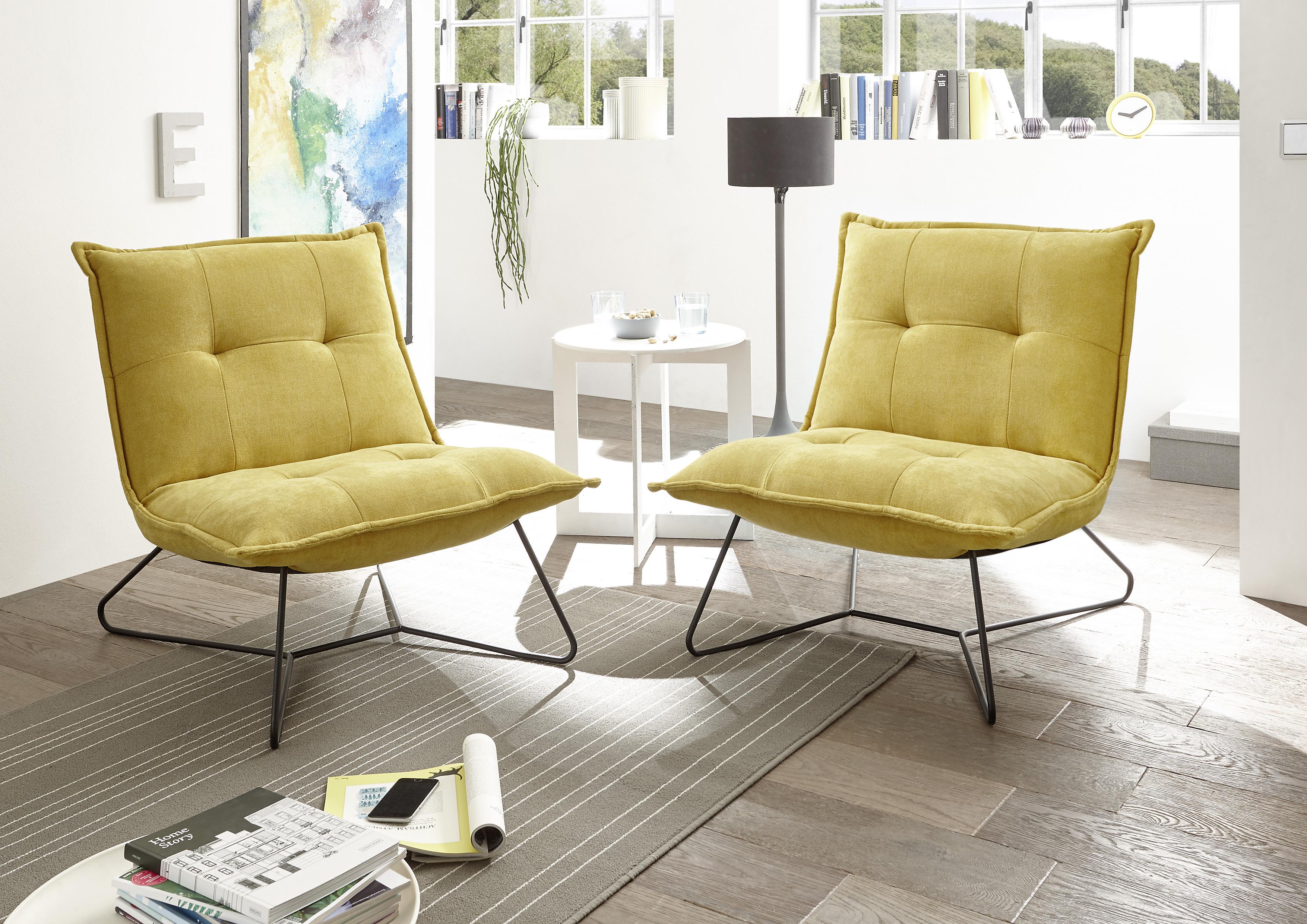 Moderné Kreslo Vico Horčicové - čierna/žltá, Basics, kov/textil (69/76/86cm) - MID.YOU