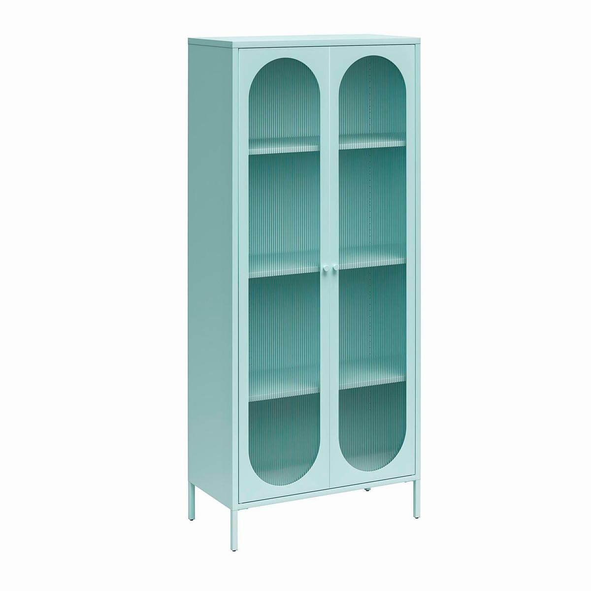 Garderobenschrank Luna Blau H: 186 Cm - Blau, Design, Glas/Metall (80/186/40cm) - MID.YOU