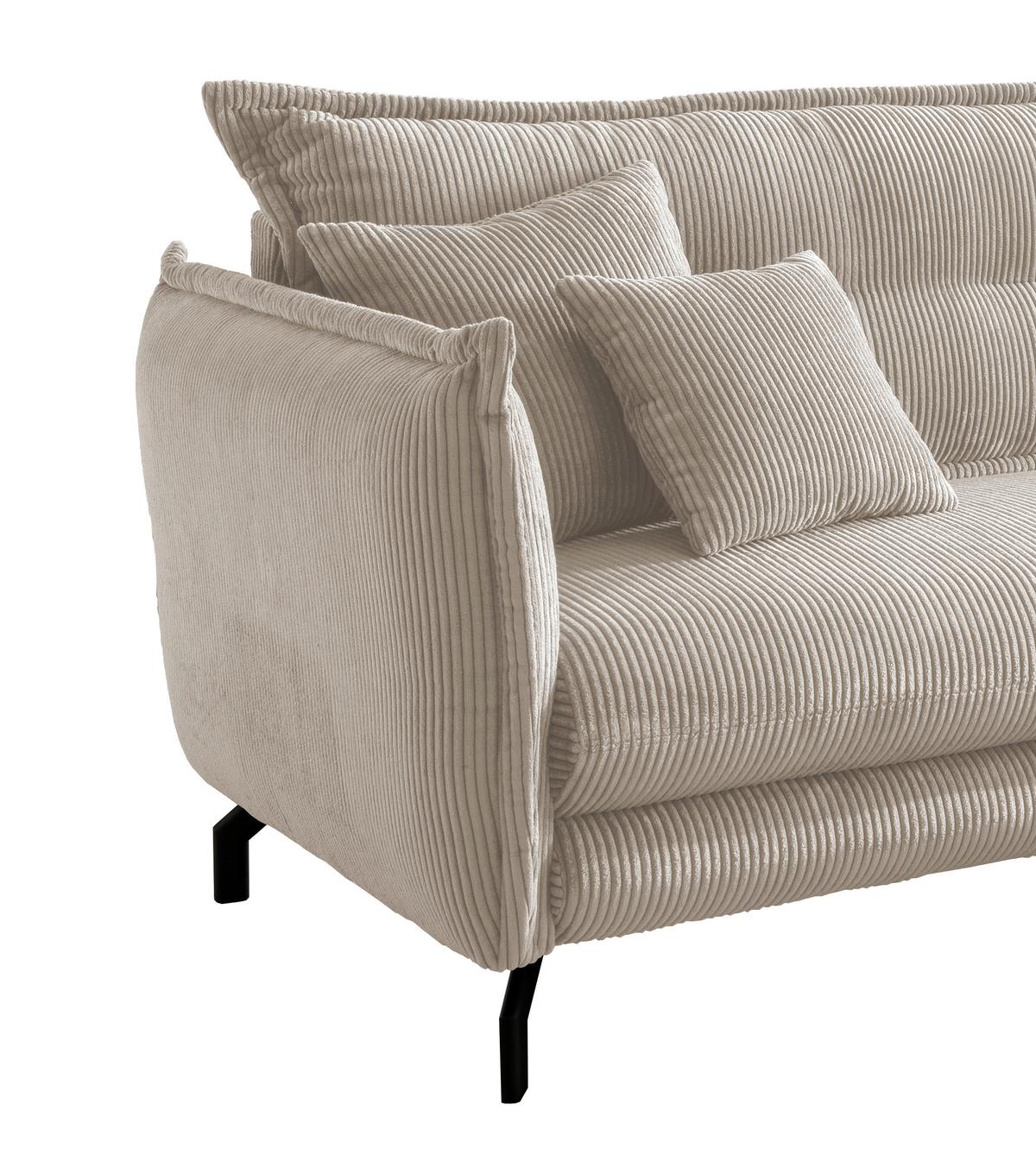 Ecksofa Lava Beige S: 255/180 Cm - Beige/Schwarz, MODERN, Textil (255/180cm) - Livetastic