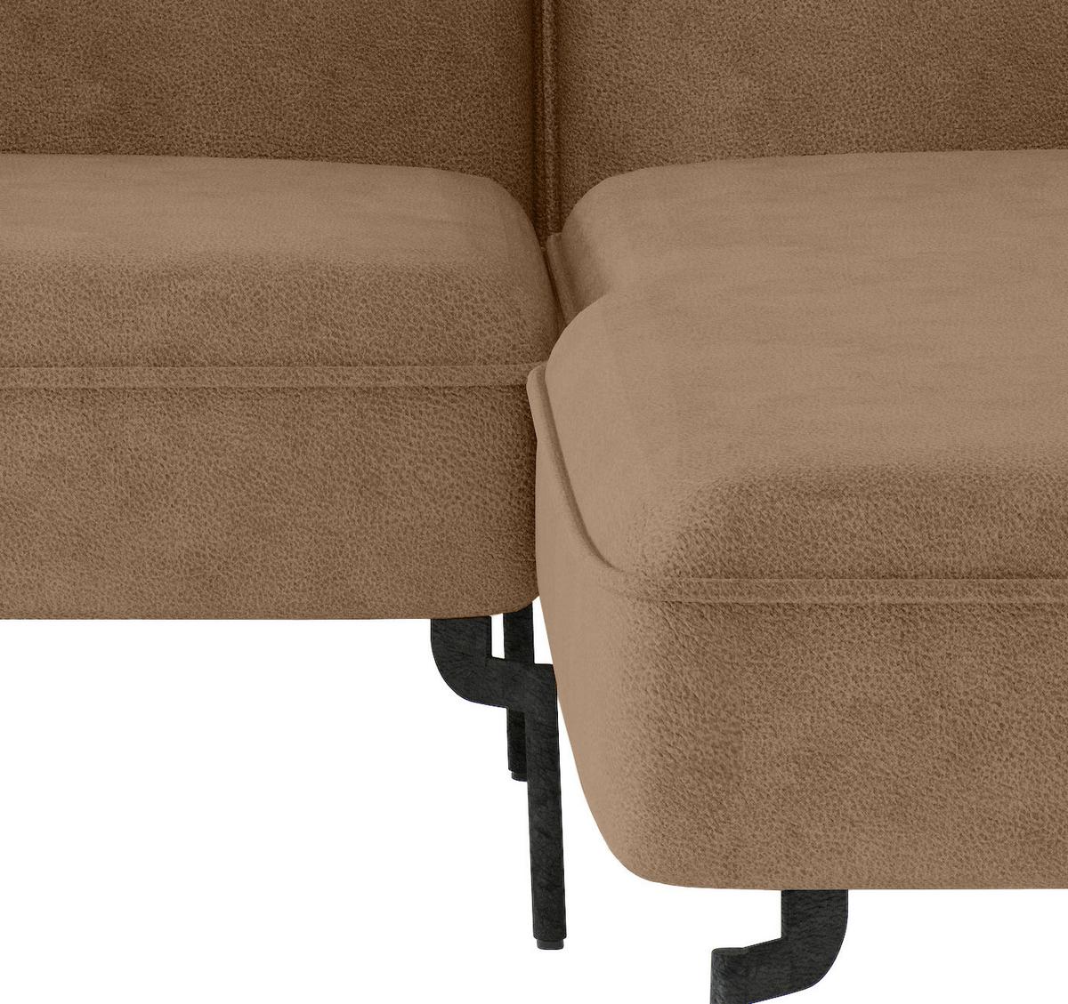 Sitzgarnitur Jakarta - Hellbraun/Edelstahlfarben, Design, Textil (265/185cm) - Livetastic