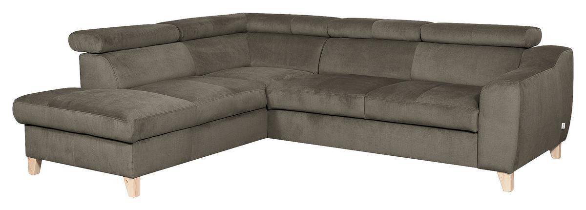 Ecksofa Aspen Webstoff Graubraun 208x245 Cm - Graubraun/Buchefarben, Design, Textil (208/245cm) - Livetastic