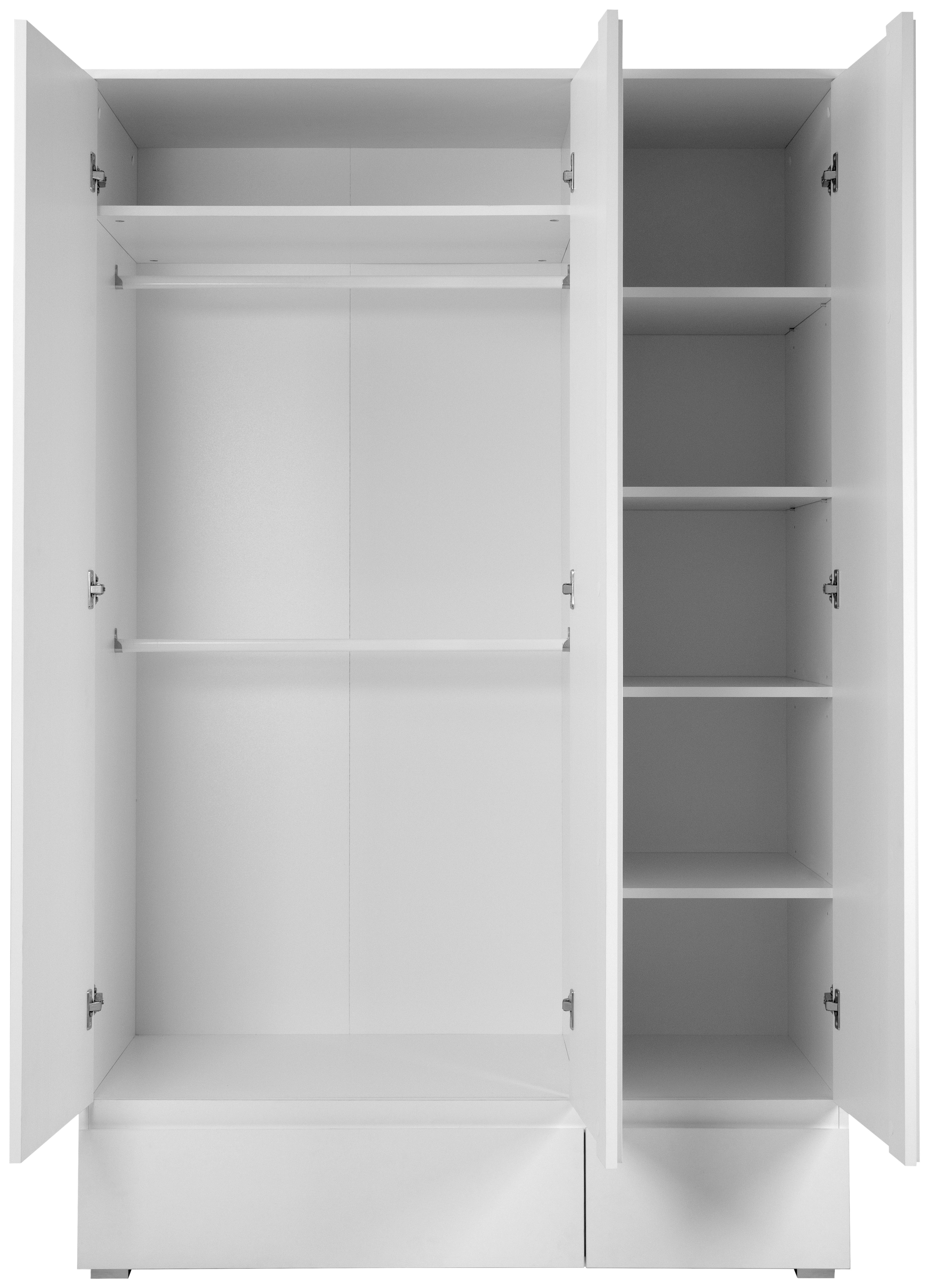 Drehtürenschrank Mit Laden B: 120 cm Image, Weiß - Weiß, Basics, Holzwerkstoff (120/191/55cm) - MID.YOU
