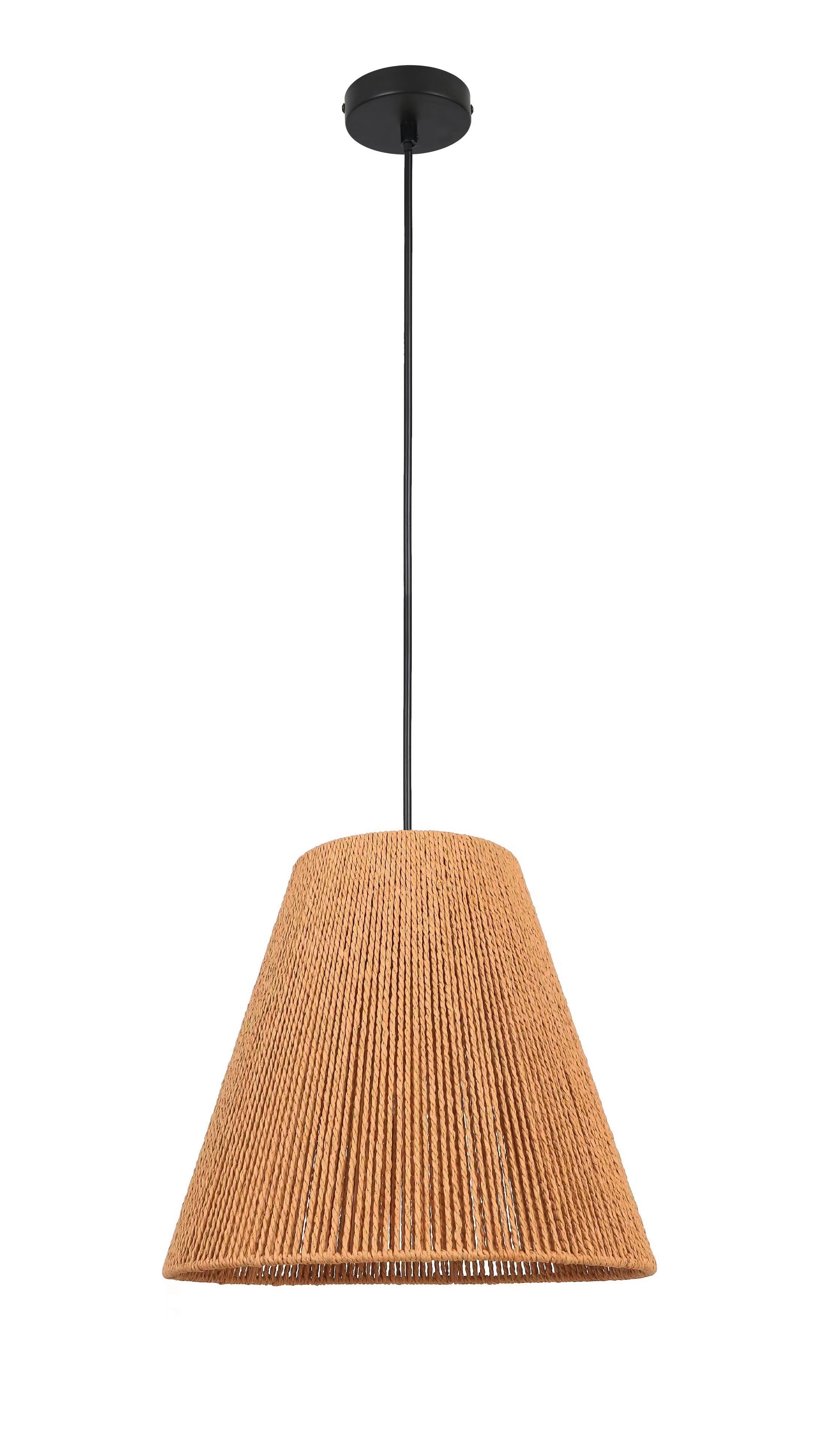 Hängeleuchte Nevenka H: 120 Cm 1-Flammig - Schwarz/Naturfarben, ROMANTIK / LANDHAUS, Papier/Metall (30/120cm) - James Wood