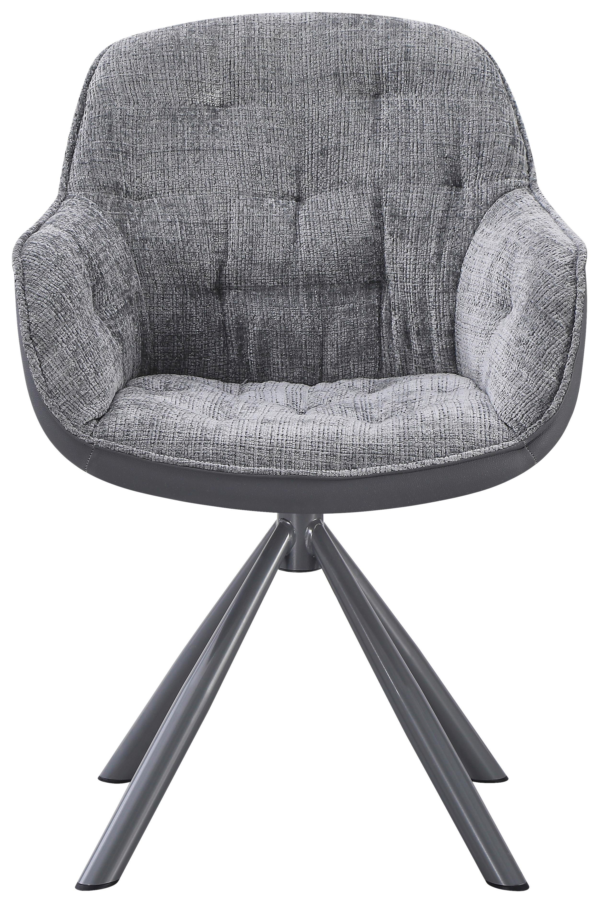 Židle s područkami Eileen šedá látka - šedá, Moderní, kov/textil (62/85/61cm) - Mömax