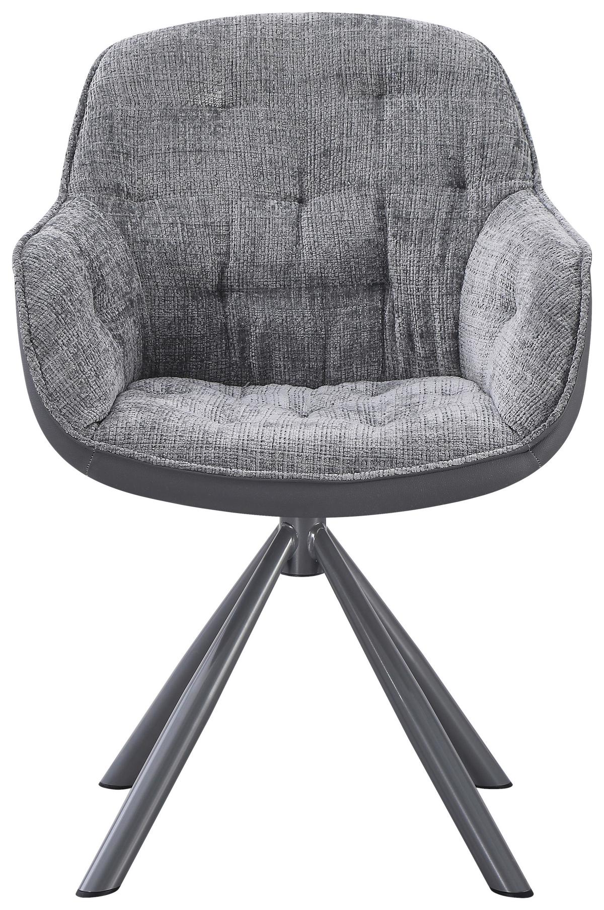 Židle s područkami Eileen šedá látka - šedá, Moderní, kov/textil (62/85/61cm) - Mömax