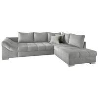 Eckschlafsofa Alvito Hellgrau S: 298/202 cm - Silberfarben/Hellgrau, Design, Textil (298/202cm) - MID.YOU