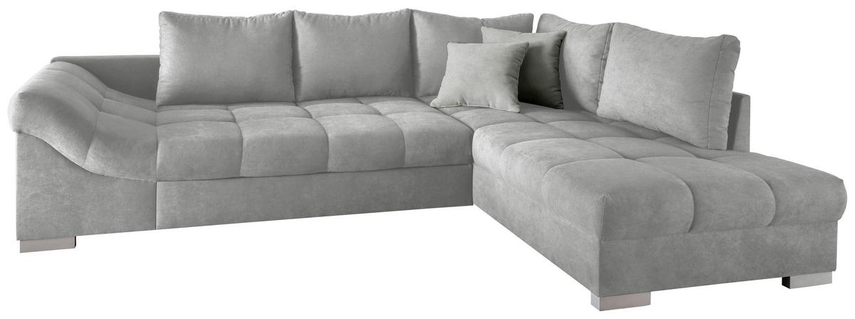 Eckschlafsofa Alvito Hellgrau S: 298/202 cm - Silberfarben/Hellgrau, Design, Textil (298/202cm) - MID.YOU