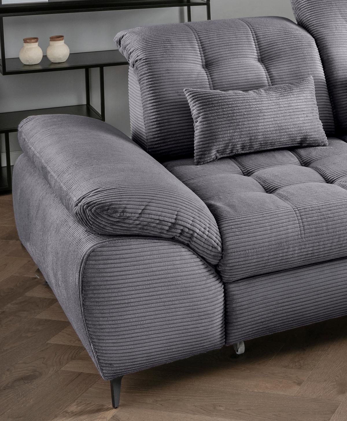 Eckschlafsofa Delphino, Grau S: 273x189 cm - Schwarz/Grau, MODERN, Textil (273/189cm) - Livetastic