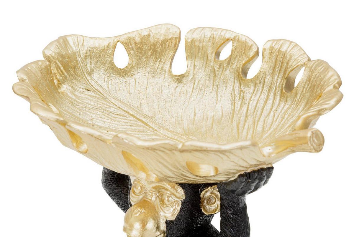 Skluptur Decor Monkey Schwarz, Goldfarben, B: 25,2cm - Goldfarben/Schwarz, Basics, Kunststoff (25.2/24/21cm)