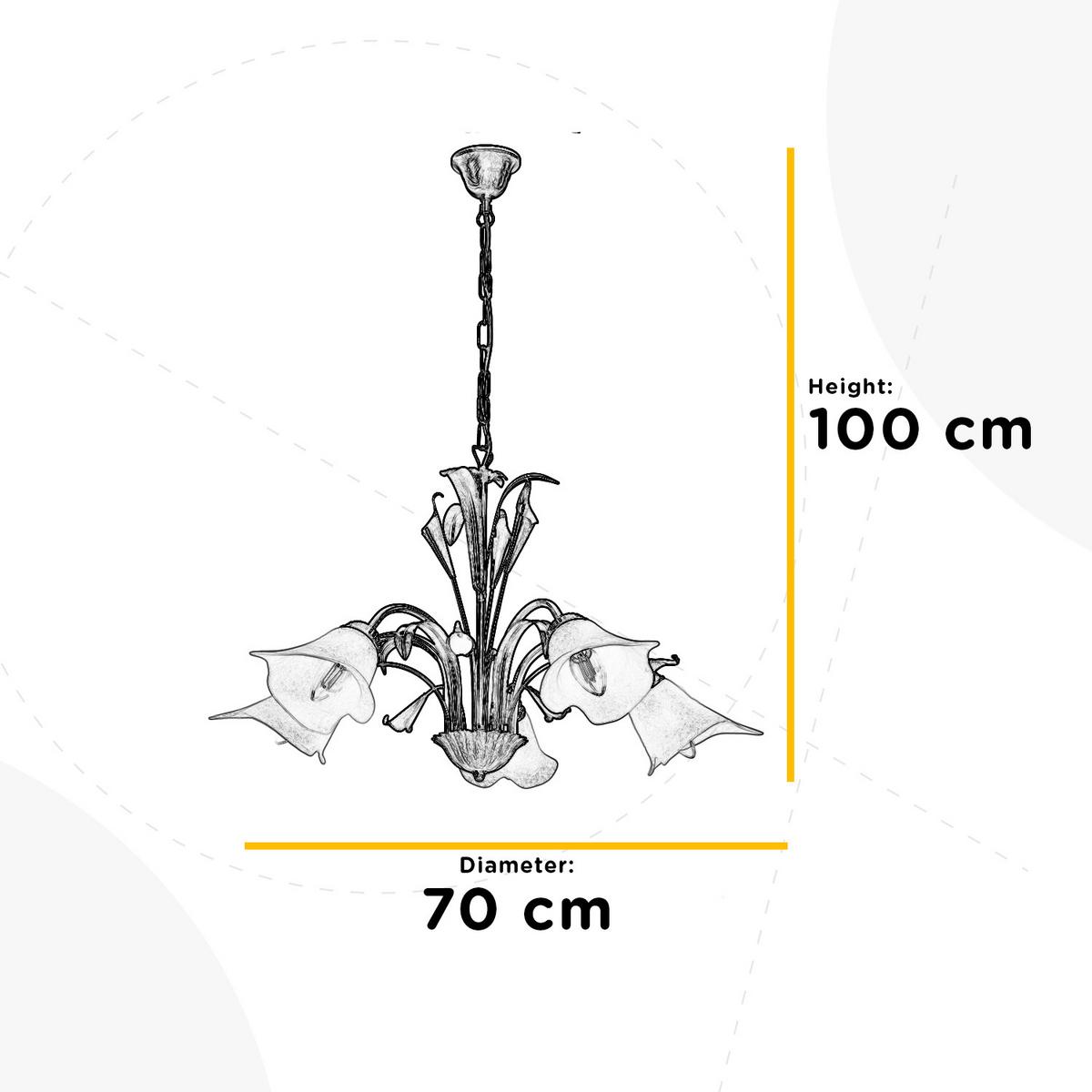 Kronleuchter 4722/5b - Bronzefarben, Natur, Glas/Metall (70/100cm)