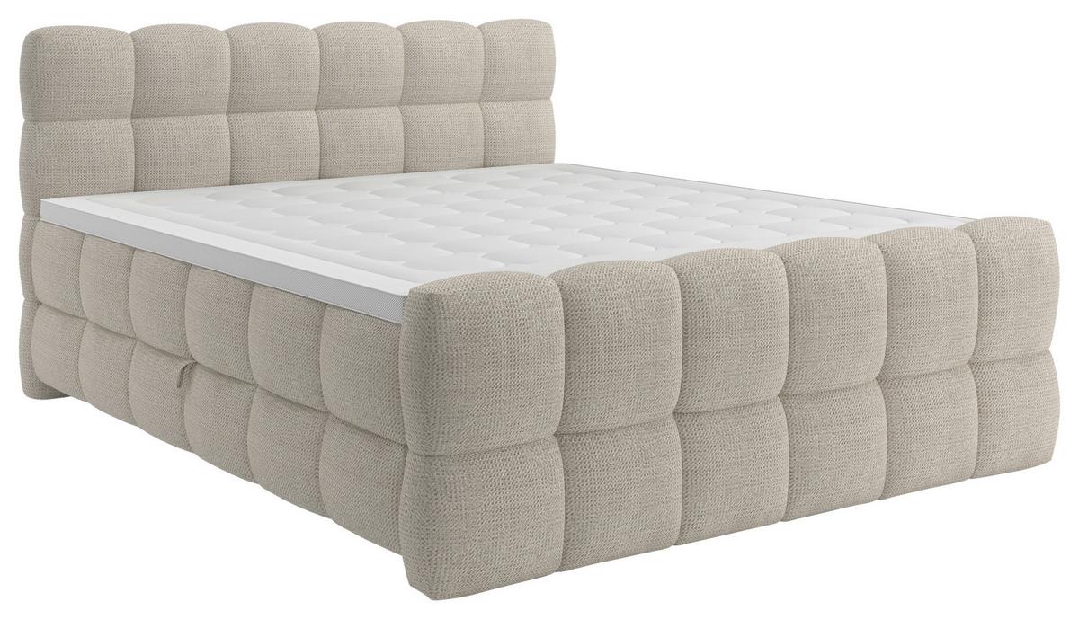BOXSPRINGBETT inkl. Bettkasten 160x200 - Creme/Schwarz, Trend, Holz/Holzwerkstoff (160/200cm) - Sembella