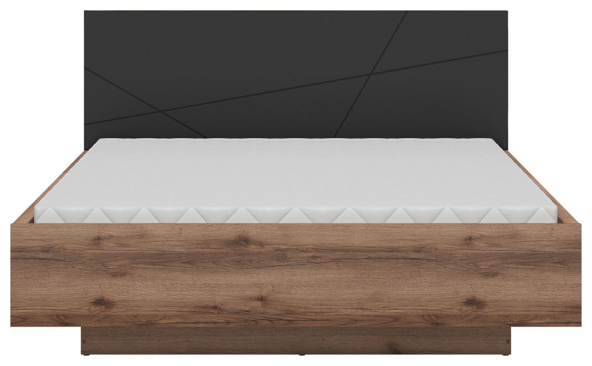 Bett Forn 160x200 cm Schwarz, Eichefarben - Eichefarben/Schwarz, MODERN, Holzwerkstoff (160/200cm) - MID.YOU