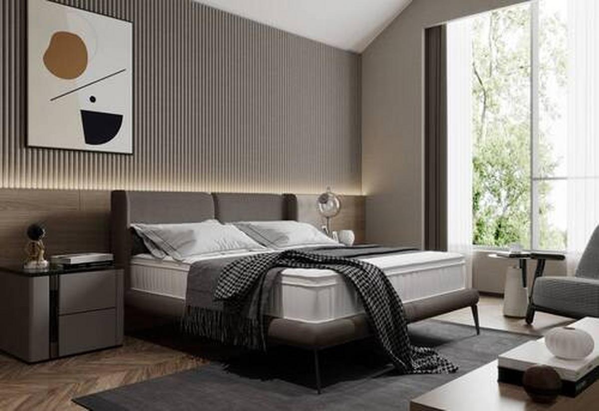 Polsterbett Tessina Now Or Never - Dunkelgrau/Creme, MODERN, Textil (180/200cm) - Livetastic