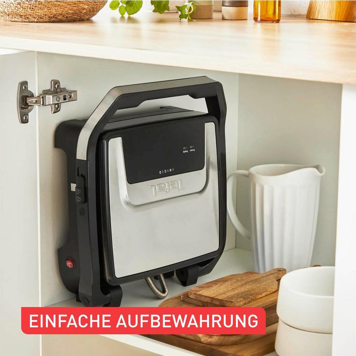 ELEKTROGRILL 2000W, Antihaftbeschichtung - Schwarzchrom, Basics, Metall (33,7/36,6/13,2cm) - Tefal