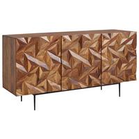 Sideboard Sheesham Sheeshamfarben B: 144 cm - Sheeshamfarben/Schwarz, Design, Holz (144/72/47cm) - MID.YOU