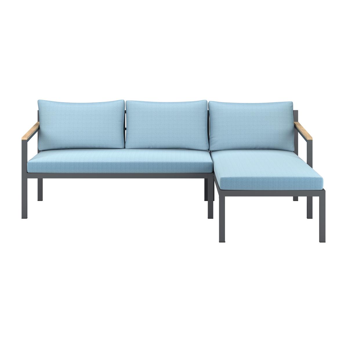 Loungegarnitur Mauri - Anthrazit/Weiß, MODERN, Holz/Textil (219/142cm) - Beldano