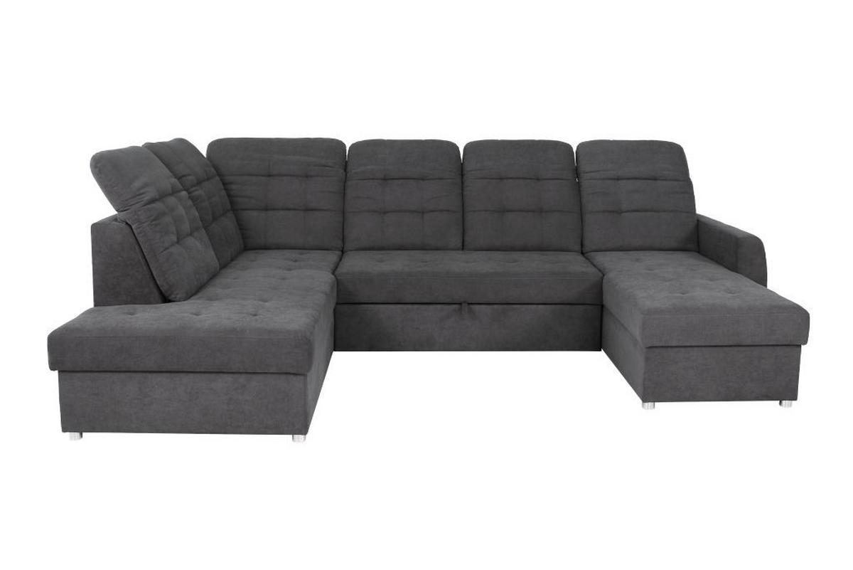 Rohová sedačka ATLAS U, levá, antracitová,úl.prostor,lůžko - barvy chromu/antracitová, Moderní, kov/dřevo (207/306/174cm)