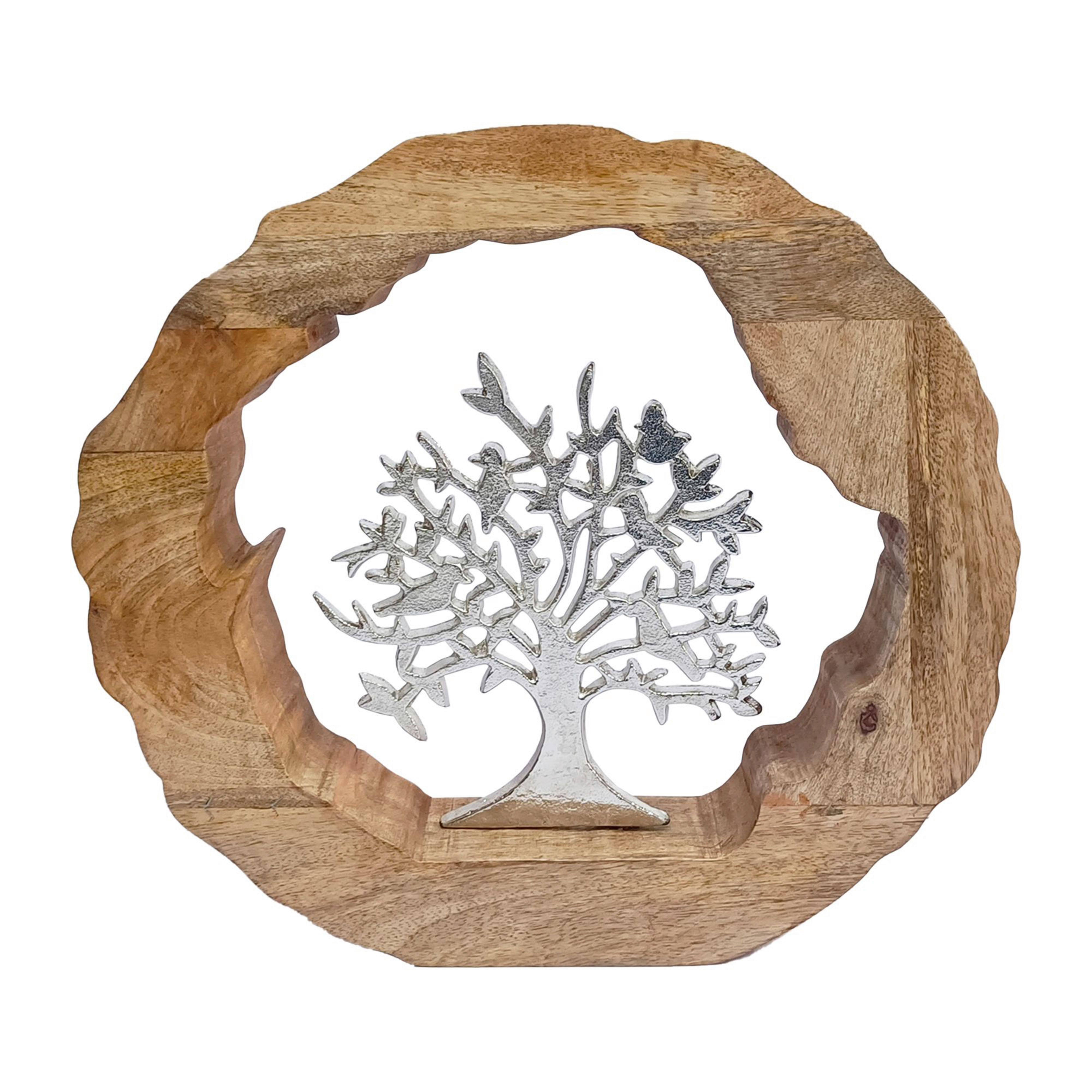 Skulptur Tamani - Naturfarben/Nickelfarben, MODERN, Holz/Metall (39/6.5/36cm) - James Wood