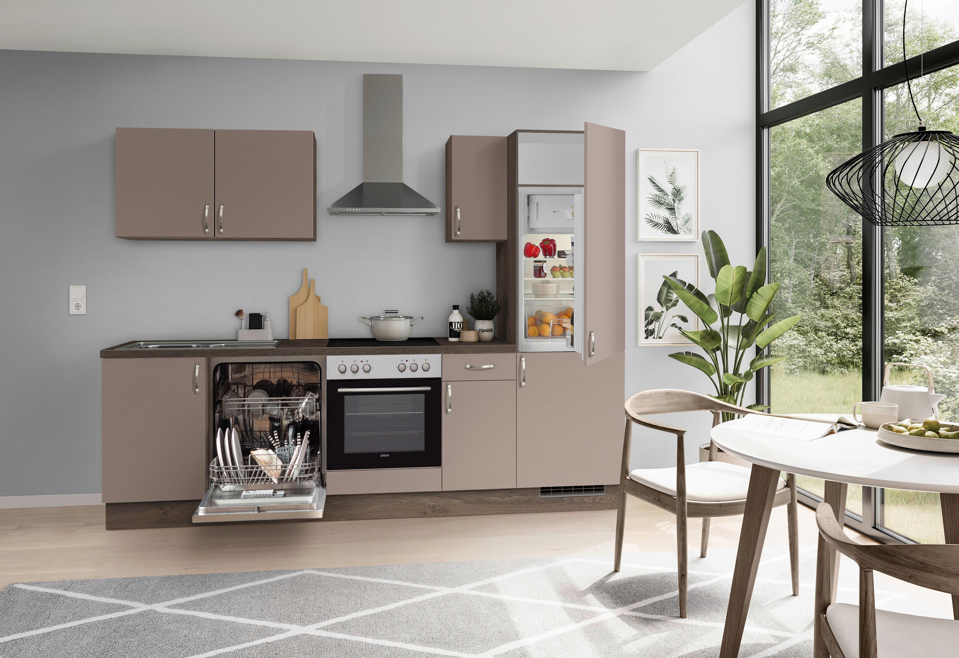 Küchenblock Ip 3150 - Eiche dunkel/Cappuccino, Basics, Holzwerkstoff (270cm) - Impuls
