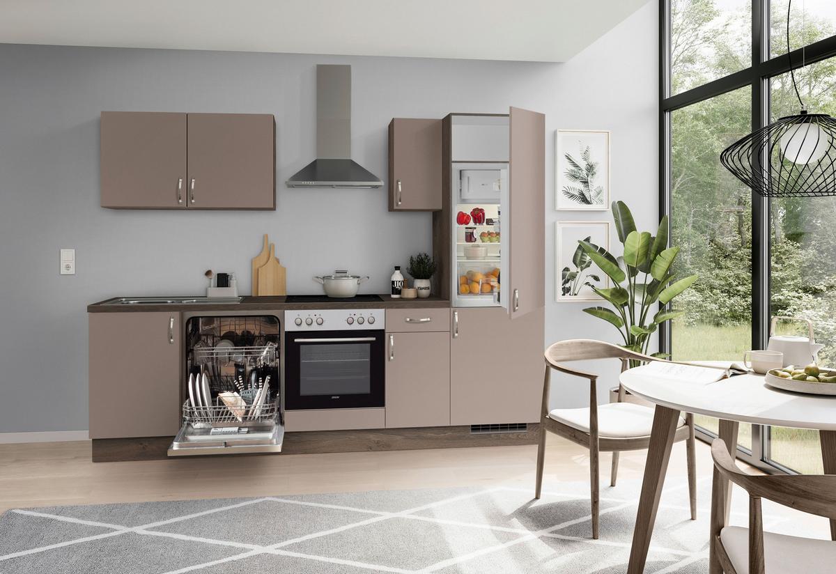 Küchenblock Ip 3150 - Eiche dunkel/Cappuccino, Basics, Holzwerkstoff (270cm) - Impuls