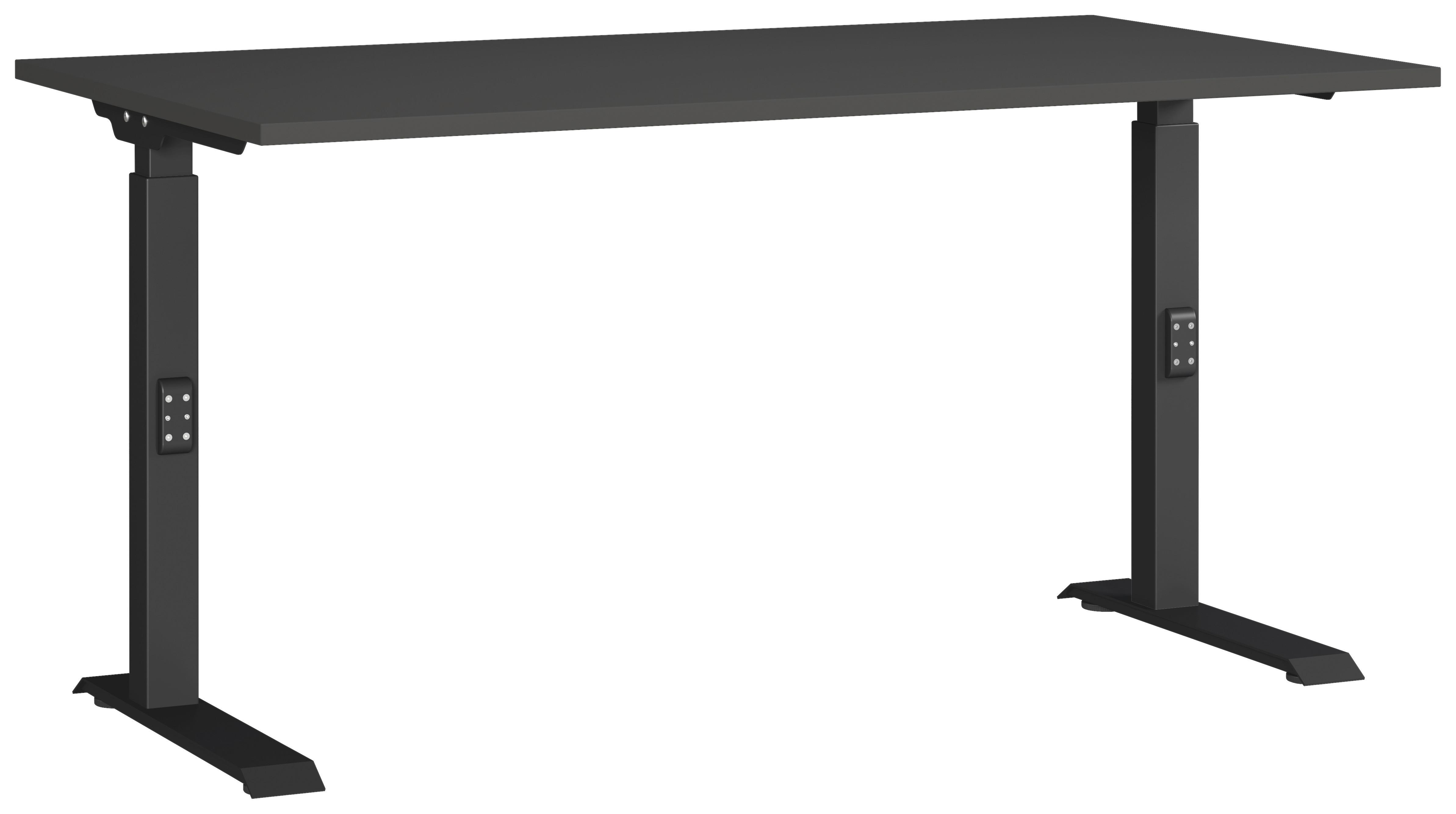 Schreibtisch Schwarz/Graphitfarben L: 140cm - Schwarz/Graphitfarben, MODERN, Holzwerkstoff/Metall (140/80/68-91cm) - Germania